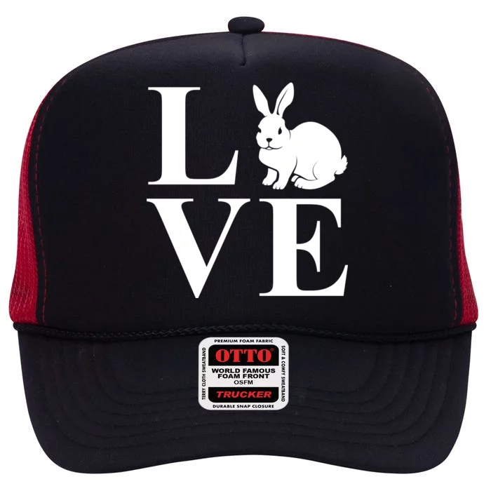 Love Easter Bunny Rabbit High Crown Mesh Trucker Hat