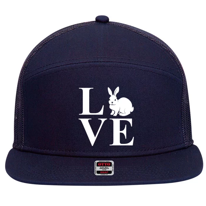 Love Easter Bunny Rabbit 7 Panel Mesh Trucker Snapback Hat