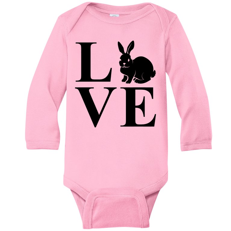 Love Easter Bunny Rabbit Baby Long Sleeve Bodysuit