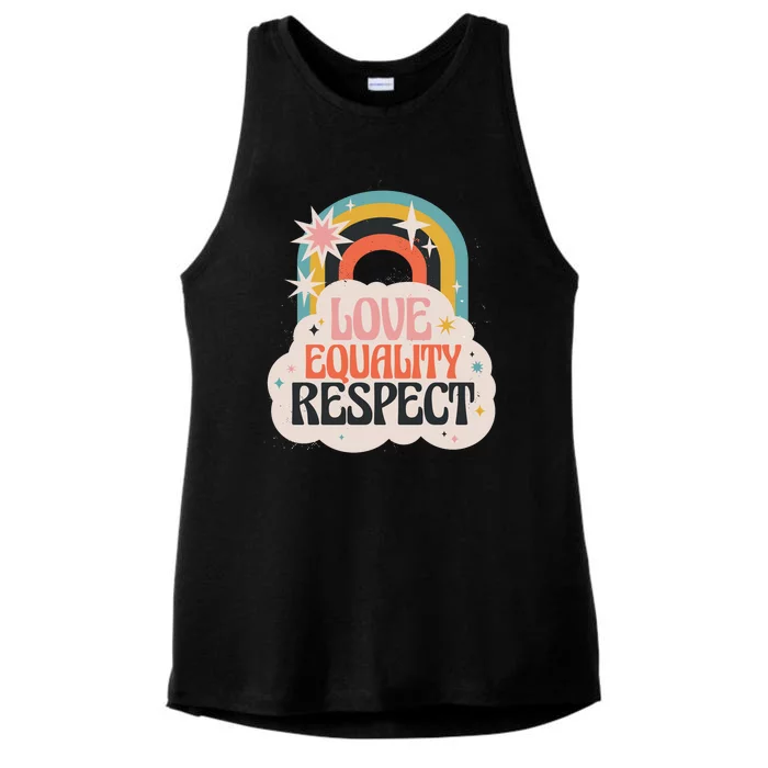 Love Equality Respect Rainbow Ladies Tri-Blend Wicking Tank