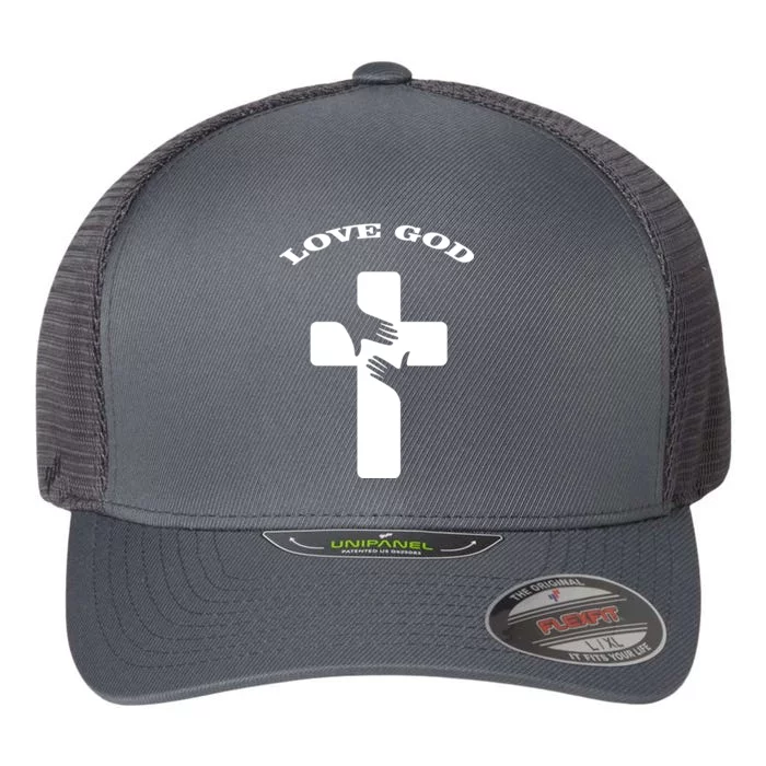 Love God Cross Flexfit Unipanel Trucker Cap