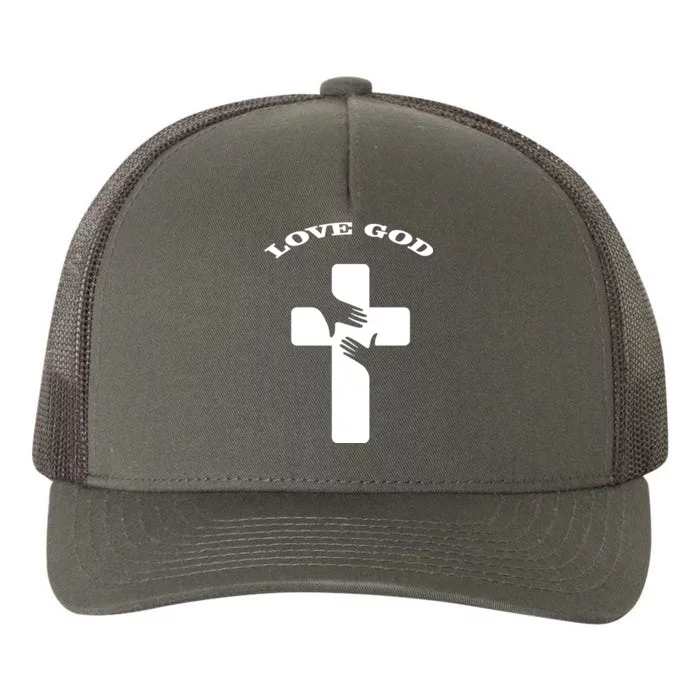 Love God Cross Yupoong Adult 5-Panel Trucker Hat