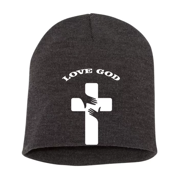 Love God Cross Short Acrylic Beanie