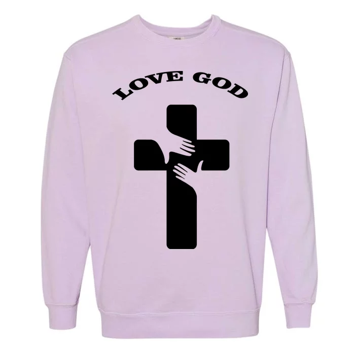 Love God Cross Garment-Dyed Sweatshirt