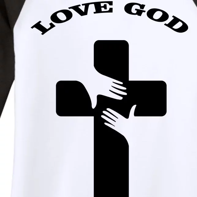 Love God Cross Women's Tri-Blend 3/4-Sleeve Raglan Shirt