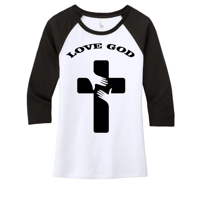 Love God Cross Women's Tri-Blend 3/4-Sleeve Raglan Shirt