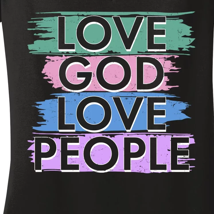 Love God Love People Religious Christian Faith Women's V-Neck T-Shirt