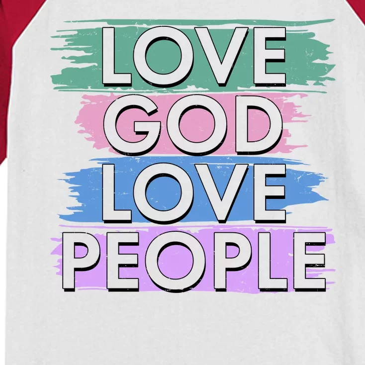 Love God Love People Religious Christian Faith Kids Colorblock Raglan Jersey