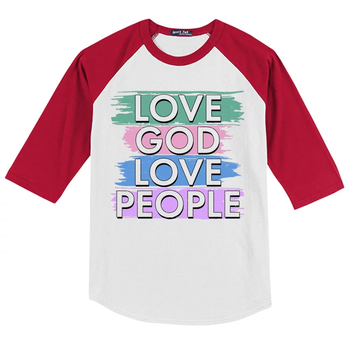 Love God Love People Religious Christian Faith Kids Colorblock Raglan Jersey