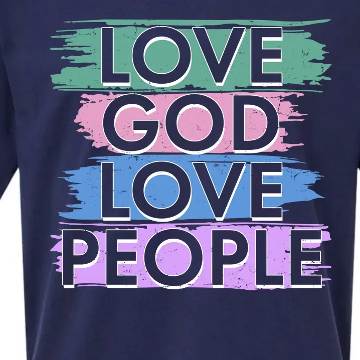 Love God Love People Religious Christian Faith Sueded Cloud Jersey T-Shirt