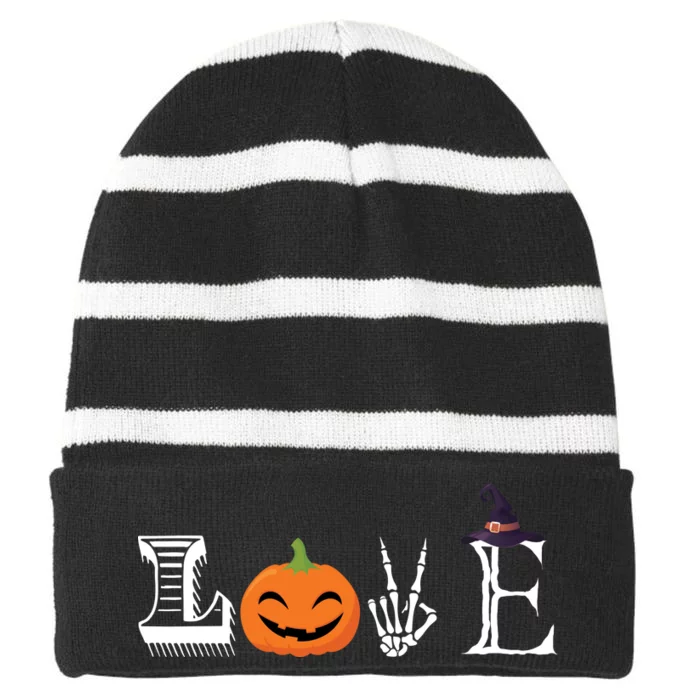 Love Halloween Striped Beanie with Solid Band