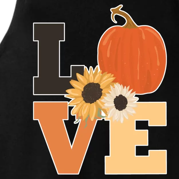 LOVE Halloween Autumn Floral Ladies Tri-Blend Wicking Tank