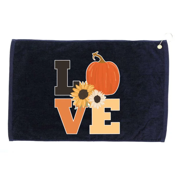 LOVE Halloween Autumn Floral Grommeted Golf Towel