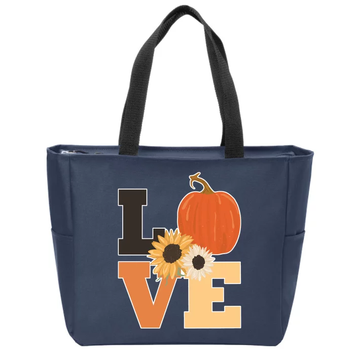 LOVE Halloween Autumn Floral Zip Tote Bag