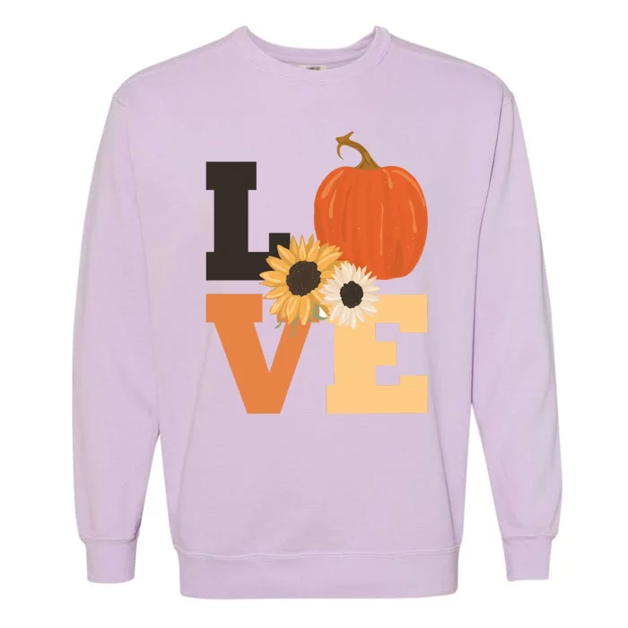 LOVE Halloween Autumn Floral Garment-Dyed Sweatshirt