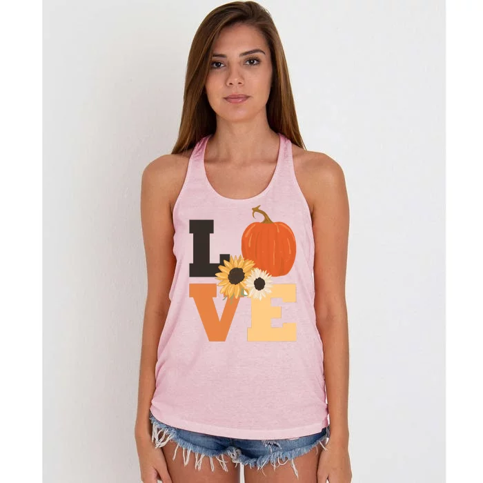 LOVE Halloween Autumn Floral Women's Knotted Racerback Tank