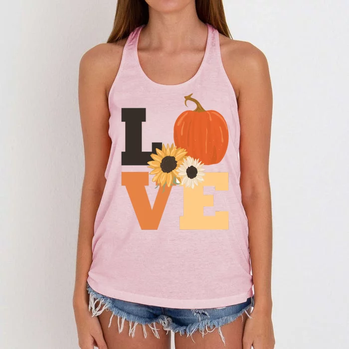 LOVE Halloween Autumn Floral Women's Knotted Racerback Tank