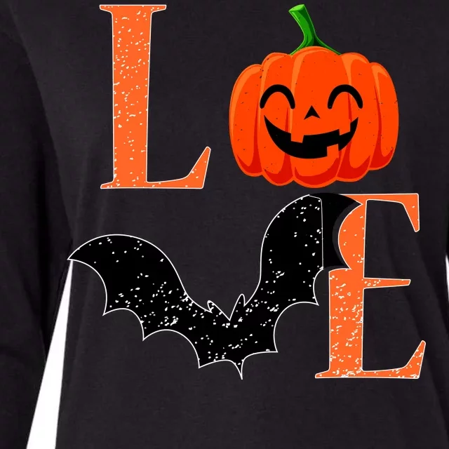 Love Halloween Pumpkin Bat Womens Cotton Relaxed Long Sleeve T-Shirt