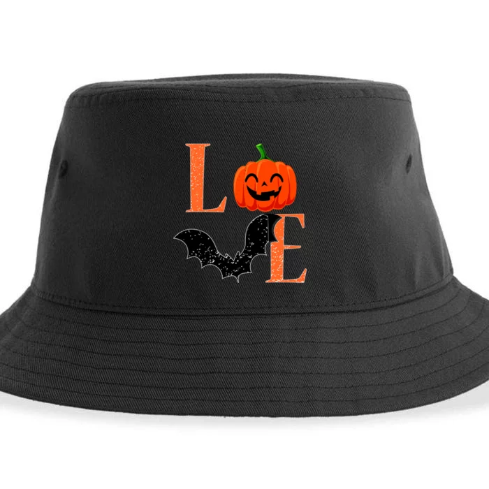 Love Halloween Pumpkin Bat Sustainable Bucket Hat