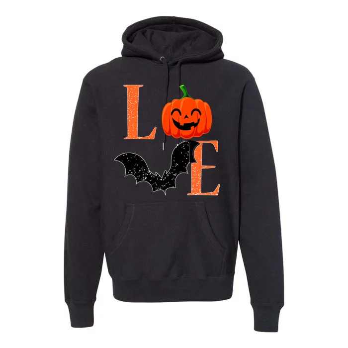 Love Halloween Pumpkin Bat Premium Hoodie