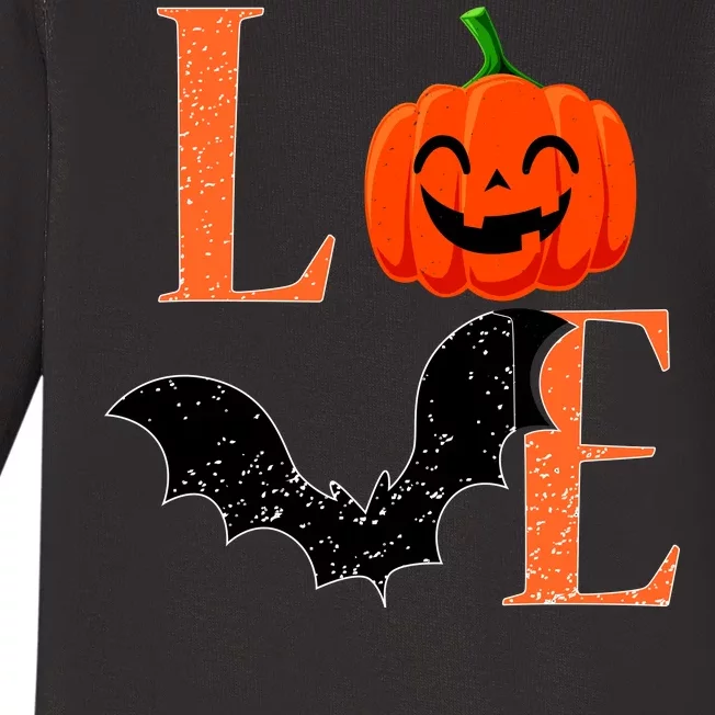 Love Halloween Pumpkin Bat Baby Long Sleeve Bodysuit