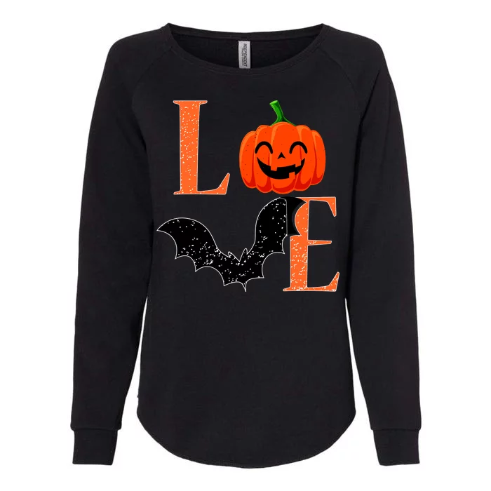 Love Halloween Pumpkin Bat Womens California Wash Sweatshirt