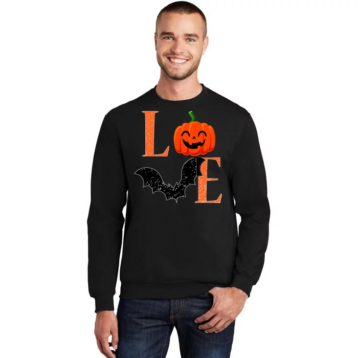 Love Halloween Pumpkin Bat Tall Sweatshirt