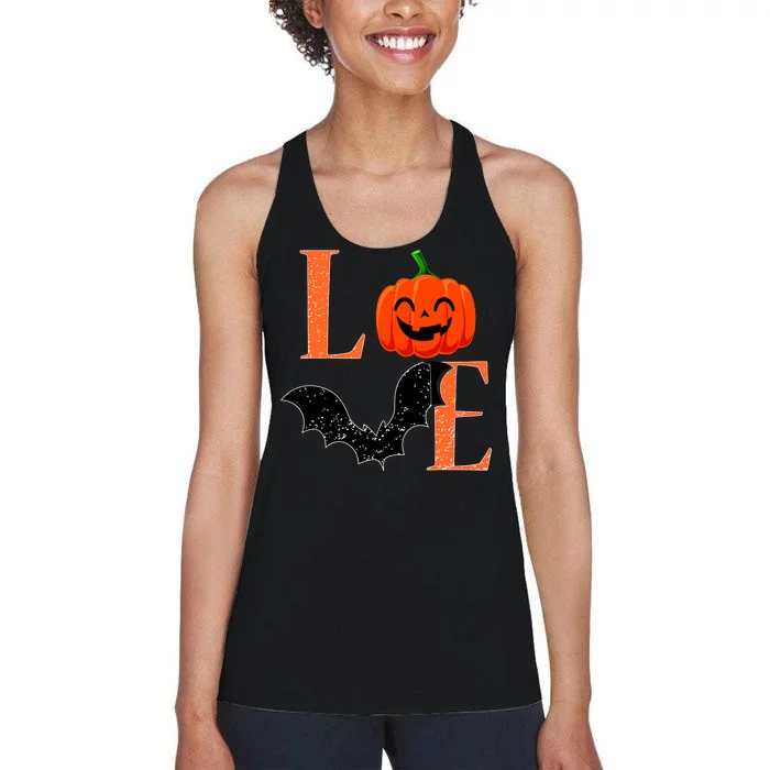 Love Halloween Pumpkin Bat Women's Racerback Tank