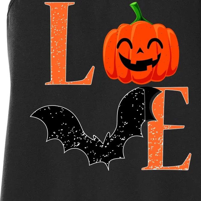 Love Halloween Pumpkin Bat Women's Racerback Tank