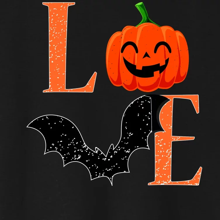 Love Halloween Pumpkin Bat Women's Crop Top Tee