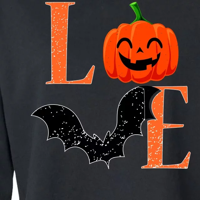 Love Halloween Pumpkin Bat Cropped Pullover Crew