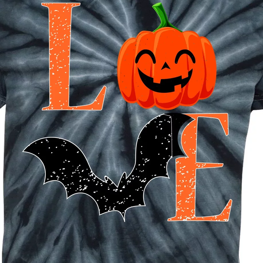 Love Halloween Pumpkin Bat Kids Tie-Dye T-Shirt