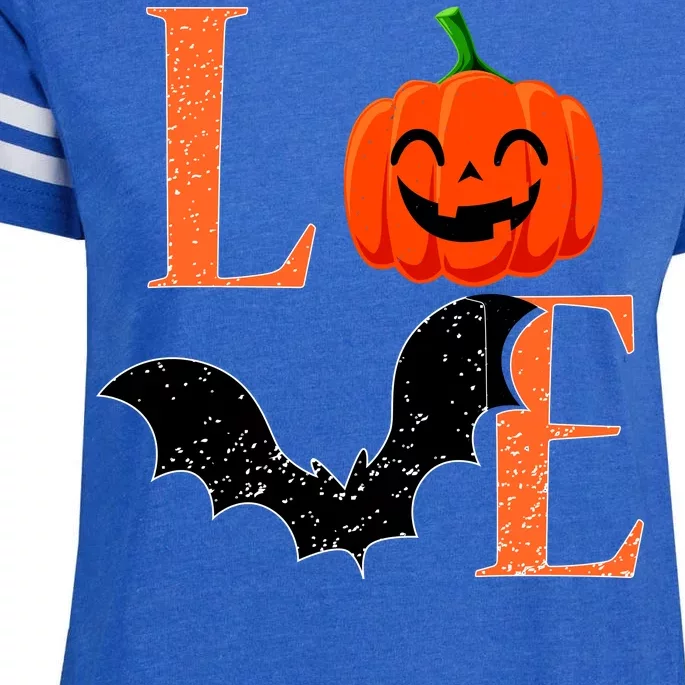 Love Halloween Pumpkin Bat Enza Ladies Jersey Football T-Shirt