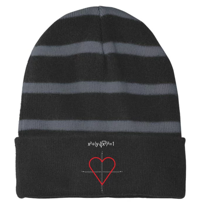 Love Heart Math Equation Striped Beanie with Solid Band