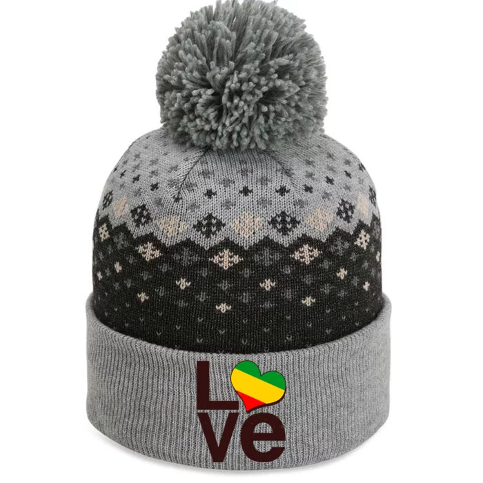 Love Heart Traditional African Colors The Baniff Cuffed Pom Beanie