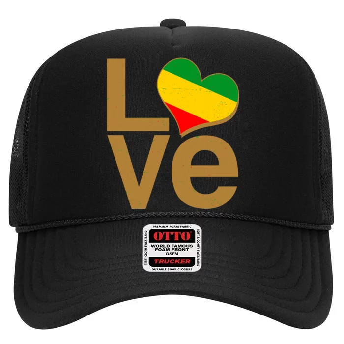 Love Heart Traditional African Colors High Crown Mesh Trucker Hat