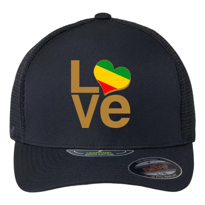 Love Heart Traditional African Colors Flexfit Unipanel Trucker Cap