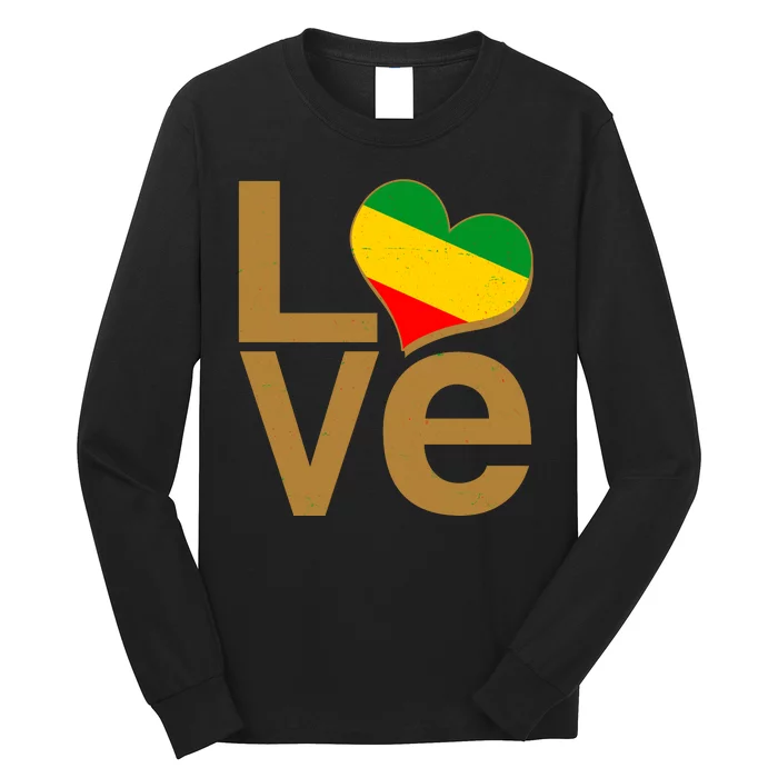 Love Heart Traditional African Colors Long Sleeve Shirt