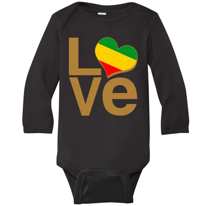 Love Heart Traditional African Colors Baby Long Sleeve Bodysuit