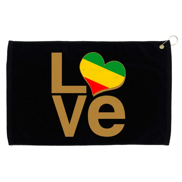 Love Heart Traditional African Colors Grommeted Golf Towel