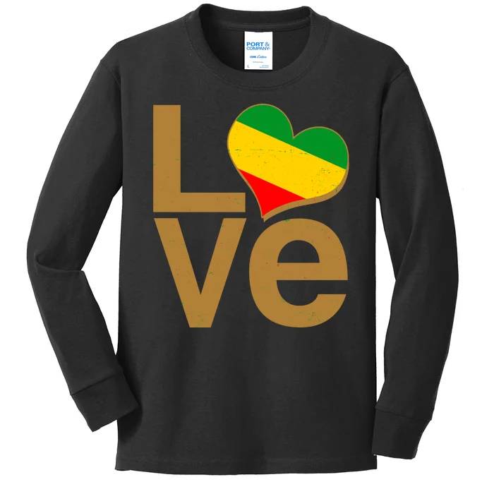 Love Heart Traditional African Colors Kids Long Sleeve Shirt