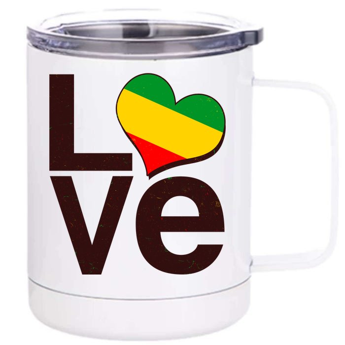 Love Heart Traditional African Colors Front & Back 12oz Stainless Steel Tumbler Cup