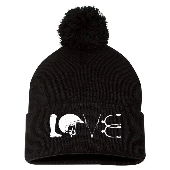 Love Horseback Riding Horse Fan Pom Pom 12in Knit Beanie