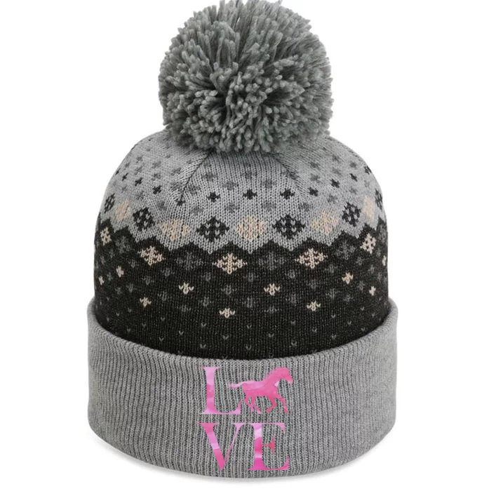 Love Horses Pink Logo The Baniff Cuffed Pom Beanie