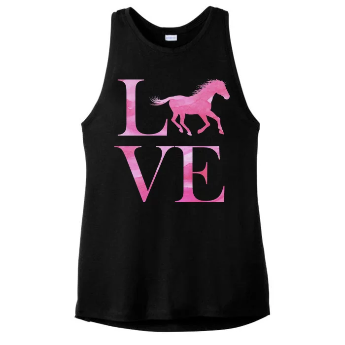 Love Horses Pink Logo Ladies Tri-Blend Wicking Tank