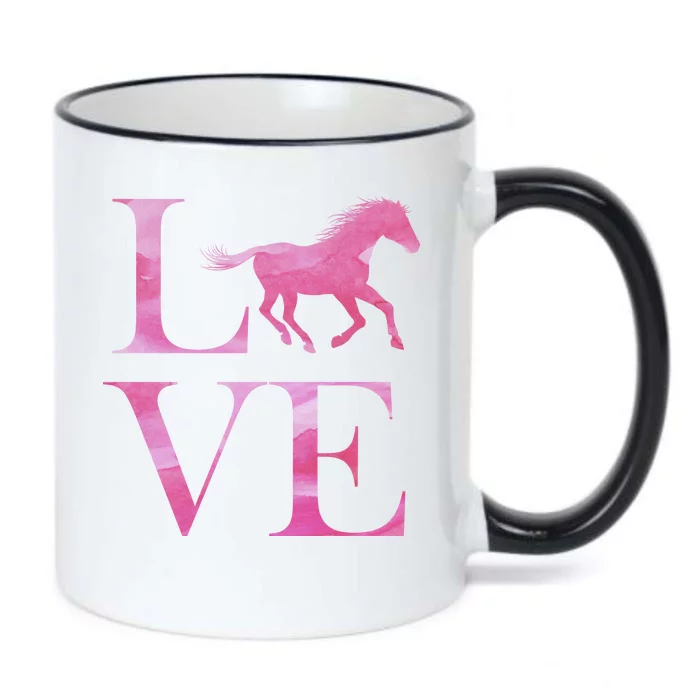 Love Horses Pink Logo Black Color Changing Mug