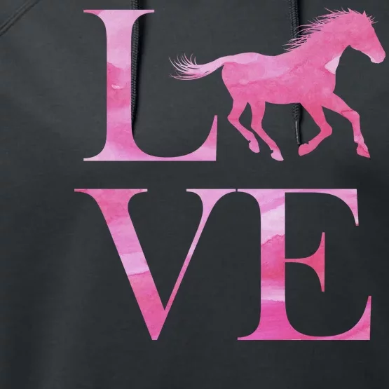 Love Horses Pink Logo Performance Fleece Hoodie