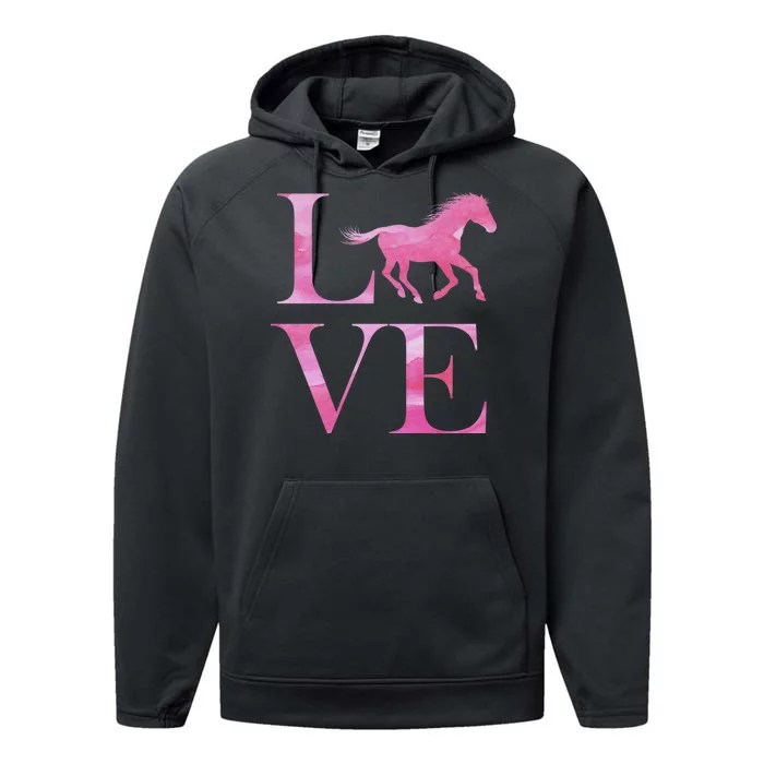 Love Horses Pink Logo Performance Fleece Hoodie