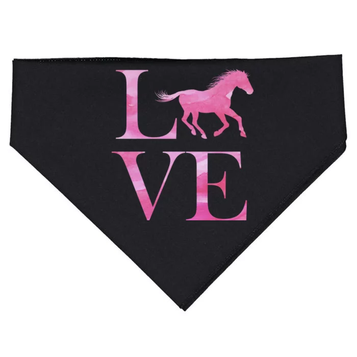 Love Horses Pink Logo USA-Made Doggie Bandana