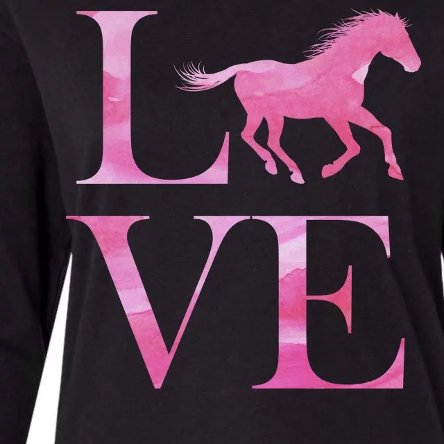 Love Horses Pink Logo Womens Cotton Relaxed Long Sleeve T-Shirt